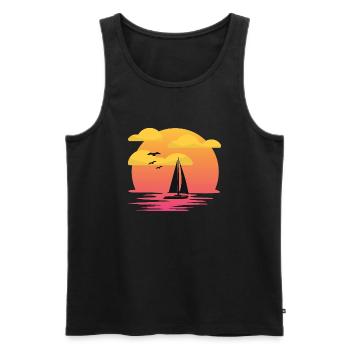 Schiff im Sonnenuntergang. - Männer Premium Bio Tank Top - Schwarz - Vorne - Michal (187cm)