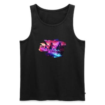 Troupeau électrique - Synthwave Horses - Débardeur bio Premium Homme - noir - Devant - Michal (187cm)