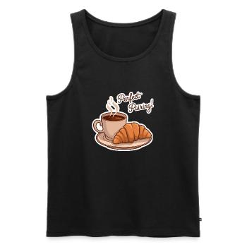 Perfect breakfast - coffee croissant - Men's Premium Organic Tank Top - black - Front - AI Model Male 178 light (178cm)