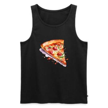 pizza - Männer Premium Bio Tank Top - Schwarz - Vorne - Michal (187cm)