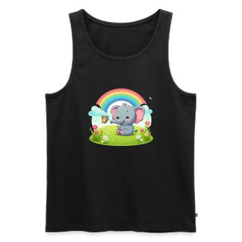 Joyful Elephant and Rainbow - Men's Premium Organic Tank Top - black - Front - AI Model Male 178 light (178cm)