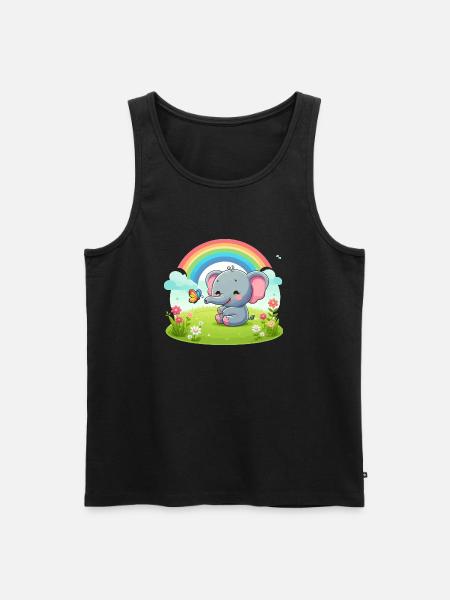 Joyful Elephant and Rainbow - Men's Premium Organic Tank Top - black