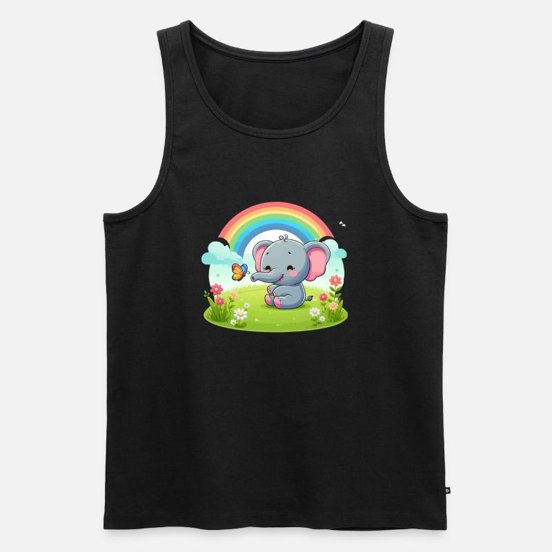 Fröhlicher Elefant und Regenbogen - Männer Premium Bio Tank Top - Schwarz