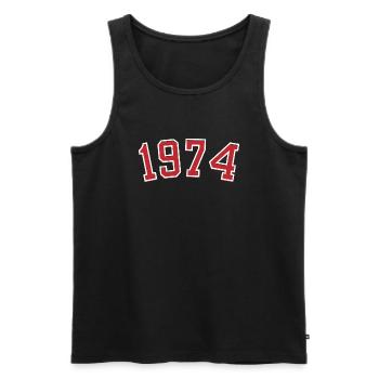 Année de naissance sport 1974 - Débardeur bio Premium Homme - noir - Devant - AI Model Male 178 light (178cm)