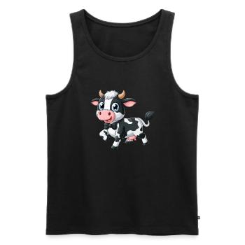 Cow happy - Men's Premium Organic Tank Top - black - Front - AI Model Male 178 light (178cm)