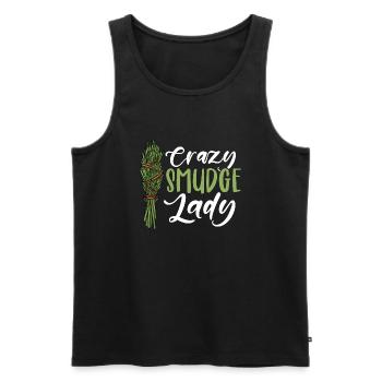 Crazy Smudge Lady Native American Smudging Ritual - Men's Premium Organic Tank Top - black - Front - AI Model Male 178 light (178cm)