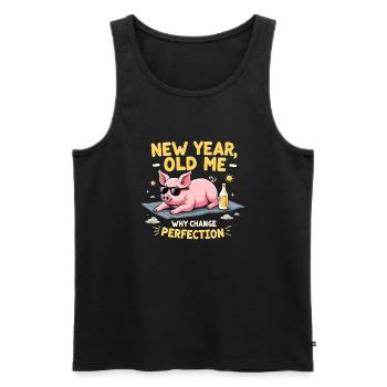 Cochon drôle - Design du Nouvel An - Débardeur bio Premium Homme - noir - Devant - Michal (187cm)
