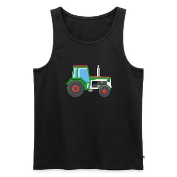 Tracteur vert - Débardeur bio Premium Homme - noir - Devant - AI Model Male 178 light (178cm)