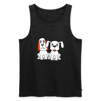 2 chiens équipe assis deux amis équipage heureux - Débardeur bio Premium Homme - noir - Devant - AI Model Male 178 light (178cm)