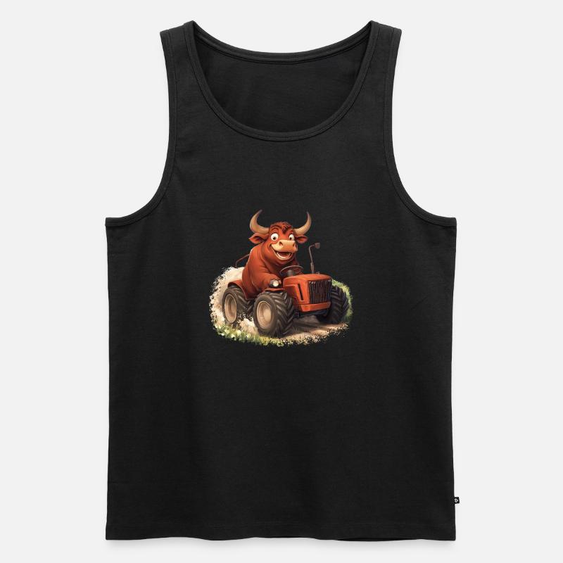 Stier auf Trekker - Männer Premium Bio Tank Top - Schwarz