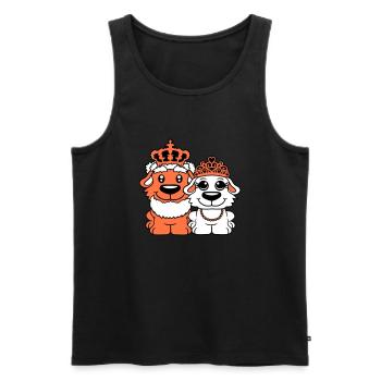 Deux Chiens Couronne Roi Reine Souverain Majesté - Débardeur bio Premium Homme - noir - Devant - Michal (187cm)