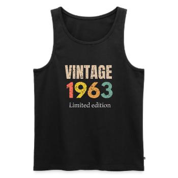 vintage 1963 limited edition - anniversaire - Débardeur bio Premium Homme - noir - Devant - Michal (187cm)