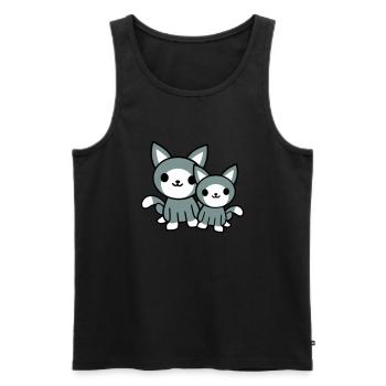 2 chats amis équipe équipage deux chatons de compagnie - Débardeur bio Premium Homme - noir - Devant - Michal (187cm)
