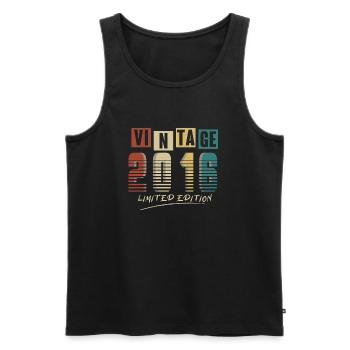 2016 Jahrgang 2016 geboren im Jahr 2016 Geburtstag. Jahr 2 - Männer Premium Bio Tank Top - Schwarz - Vorne - AI Model Male 178 light (178cm)