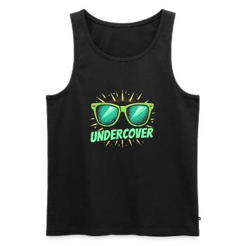 Funny Sunglasses and Undercover Speech Costume - Men's Premium Organic Tank Top - black - Front - AI Model Male 178 light (178cm)