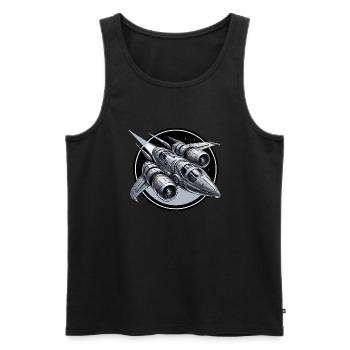 Raumschiff silber - Männer Premium Bio Tank Top - Schwarz - Vorne - AI Model Male 178 light (178cm)