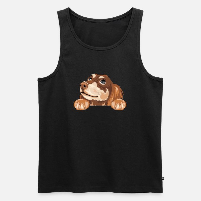 Träumender spähender Dackel - Männer Premium Bio Tank Top - Schwarz