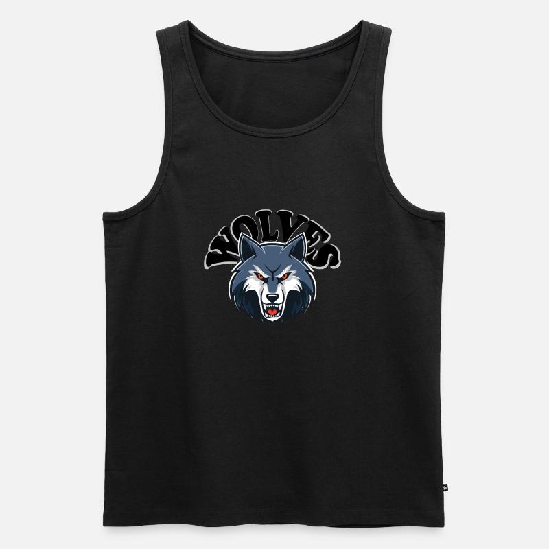 Wolfsbild mit Wolfstext - Männer Premium Bio Tank Top - Schwarz