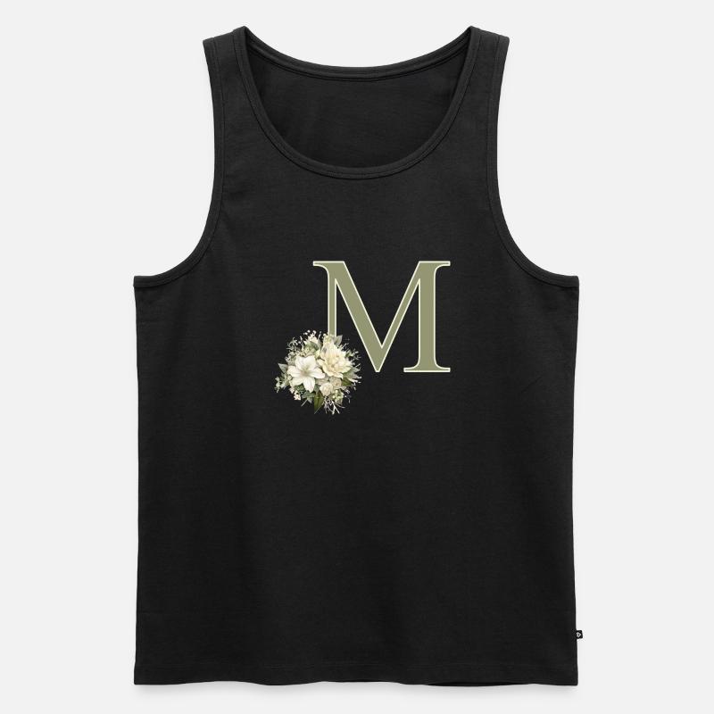 M mit Blumen - Männer Premium Bio Tank Top - Schwarz
