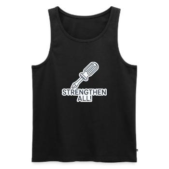 STRENGTHEN ALL - Men's Premium Organic Tank Top - black - Front - AI Model Male 178 light (178cm)