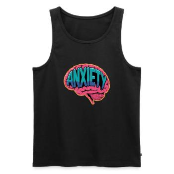 Anxiety - Brain Mental Health Logo - Men's Premium Organic Tank Top - black - Front - AI Model Male 178 light (178cm)