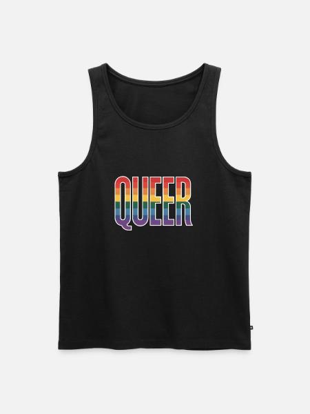 Queer - Cool queer Rainbow Logo - Men's Premium Organic Tank Top - black