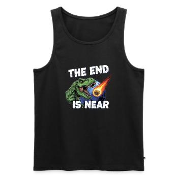 The End Is Near - Funny Dino Meteor Apocalypse - Men's Premium Organic Tank Top - black - Front - Michal (187cm)
