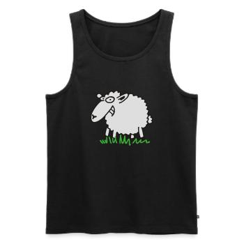 Grinsendes Schaf - Männer Premium Bio Tank Top - Schwarz - Vorne - Michal (187cm)