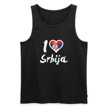 I LOVE Srbija - Männer Premium Bio Tank Top - Schwarz - Vorne - Michal (187cm)