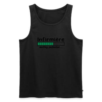 infirmière veuillez patienter - Débardeur bio Premium Homme - noir - Devant - Michal (187cm)