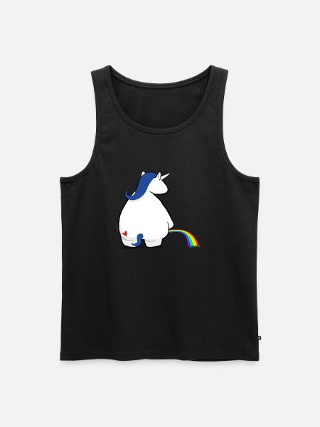 Regenbogen pinkelndes Einhorn - Männer Premium Bio Tank Top - Schwarz