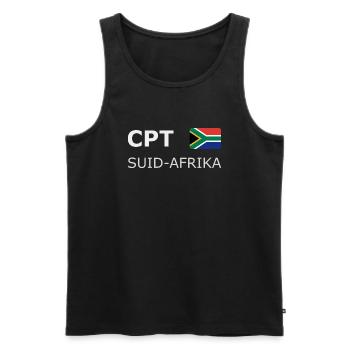 CPT SUID-AFRIKA white-lettered 400 dpi - Débardeur bio Premium Homme - noir - Devant - AI Model Male 178 light (178cm)