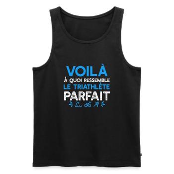 triathlète parfait t-shirt cool - Débardeur bio Premium Homme - noir - Devant - Michal (187cm)