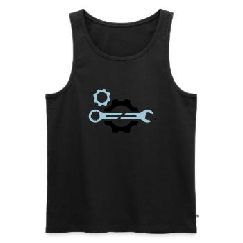 Maulschlüssel und Zahnrad - Männer Premium Bio Tank Top - Schwarz - Vorne - Michal (187cm)