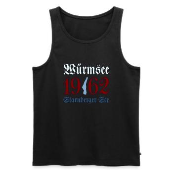 1962 Würmsee - Starnberger See - Männer Premium Bio Tank Top - Schwarz - Vorne - AI Model Male 178 light (178cm)