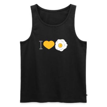 j'aime coeur amour oeuf au plat cuisiner frire nourriture oeuf - Débardeur bio Premium Homme - noir - Devant - Michal (187cm)