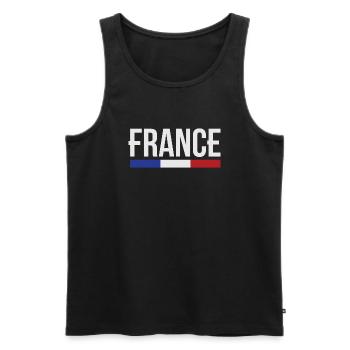 France drapeau bleu blanc rouge B - Débardeur bio Premium Homme - noir - Devant - Michal (187cm)