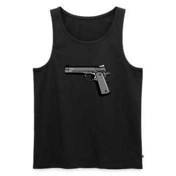 Waffen Pistole schiessen - Männer Premium Bio Tank Top - Schwarz - Vorne - Michal (187cm)