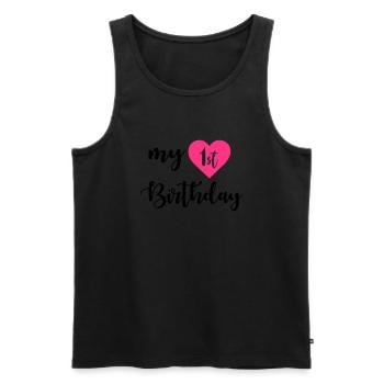1st birthday - Men's Premium Organic Tank Top - black - Front - Michal (187cm)