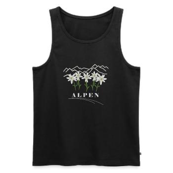 Alpen, Edelweiss, Berge - Männer Premium Bio Tank Top - Schwarz - Vorne - Michal (187cm)