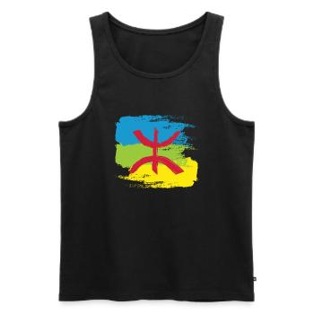 Amazigh Flag (Artistic variant) - Men's Premium Organic Tank Top - black - Front - Michal (187cm)