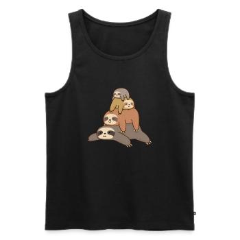 Faultier Faulenzer Schlafmützen - Männer Premium Bio Tank Top - Schwarz - Vorne - AI Model Male 178 light (178cm)