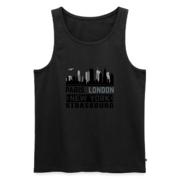 strasbourg Paris London New-York - Débardeur bio Premium Homme - noir - Devant - Michal (187cm)
