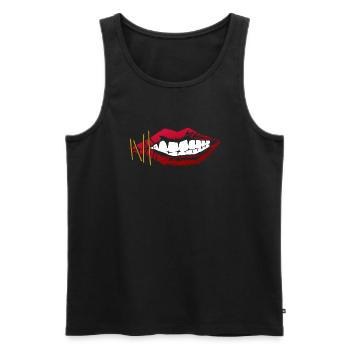 Lips - Men's Premium Organic Tank Top - black - Front - AI Model Male 178 light (178cm)