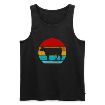 Retro Vinatge Kuh - Männer Premium Bio Tank Top - Schwarz - Vorne - AI Model Male 178 light (178cm)