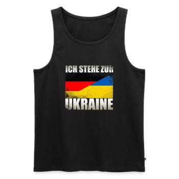 Vintage Allemand Ukraine Flag Allemagne - Débardeur bio Premium Homme - noir - Devant - Michal (187cm)
