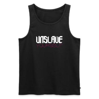 unslave yourself - Being not a slave - Men's Premium Organic Tank Top - black - Front - Michal (187cm)