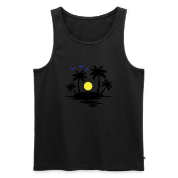 Paradise Island - Men's Premium Organic Tank Top - black - Front - Michal (187cm)