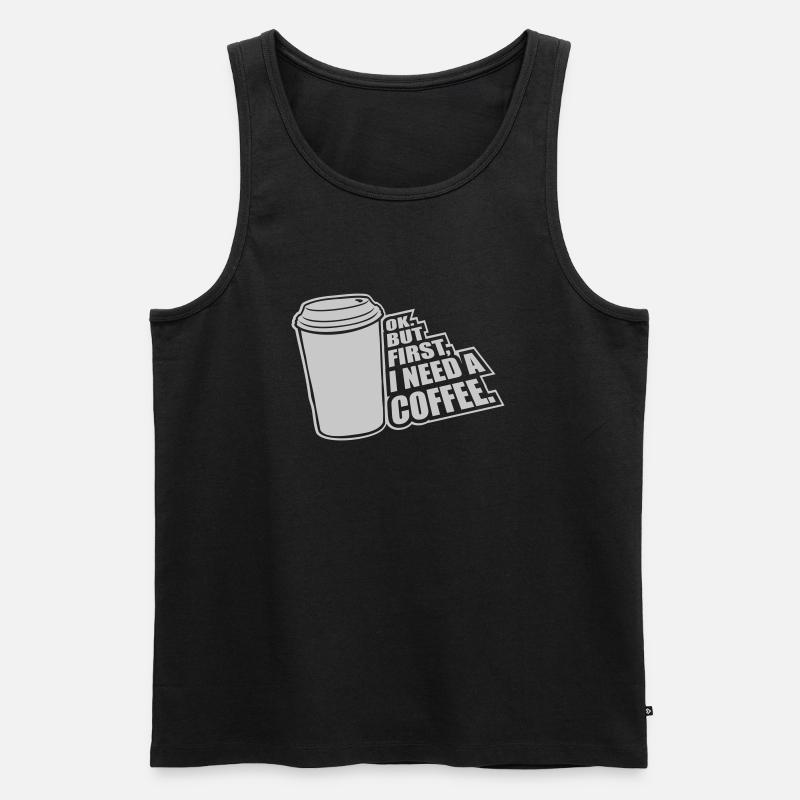 Fist I need Coffee - Männer Premium Bio Tank Top - Schwarz