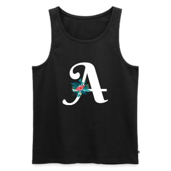 Buchstabe A blumig - Männer Premium Bio Tank Top - Schwarz - Vorne - AI Model Male 178 light (178cm)